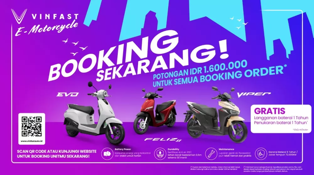 VinFast mở cọc cho 3 mẫu xe máy điện đổi pin tại Indonesia, giá quy đổi từ 28 triệu đồng - Ảnh 1.
